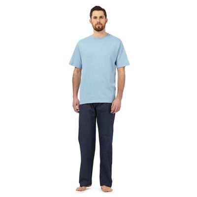 Maine New England Blue pyjama t-shirt and navy square print bottoms set